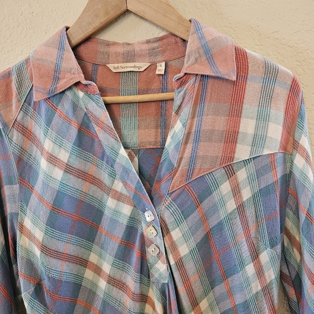 Soft Surroundings Womens Patchwork Plaid Check Tu… - image 7